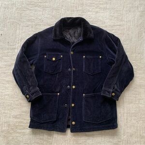 Jones New York Navy Corduroy Jacket with Faux Fur Collar